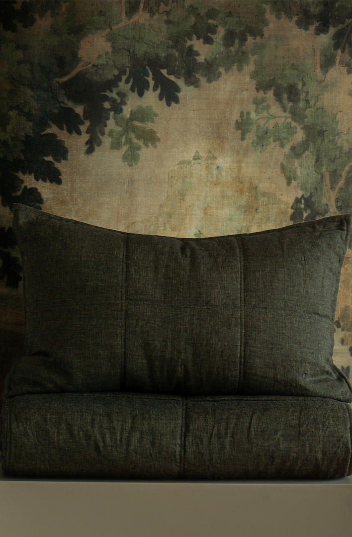 Bianca Lorenne Noma Midnight Moss Bedspread | Luxury Linen Bedspread NZ image 6